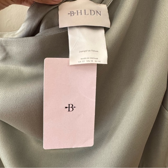 Anthropologie BHLDN Dylan One Shoulder Satin Side Slit Gown Maxi Dress Size 12 - Picture 8 of 14